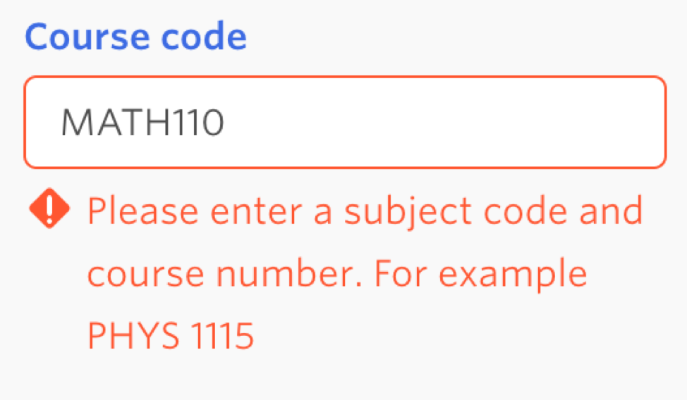 Course code error