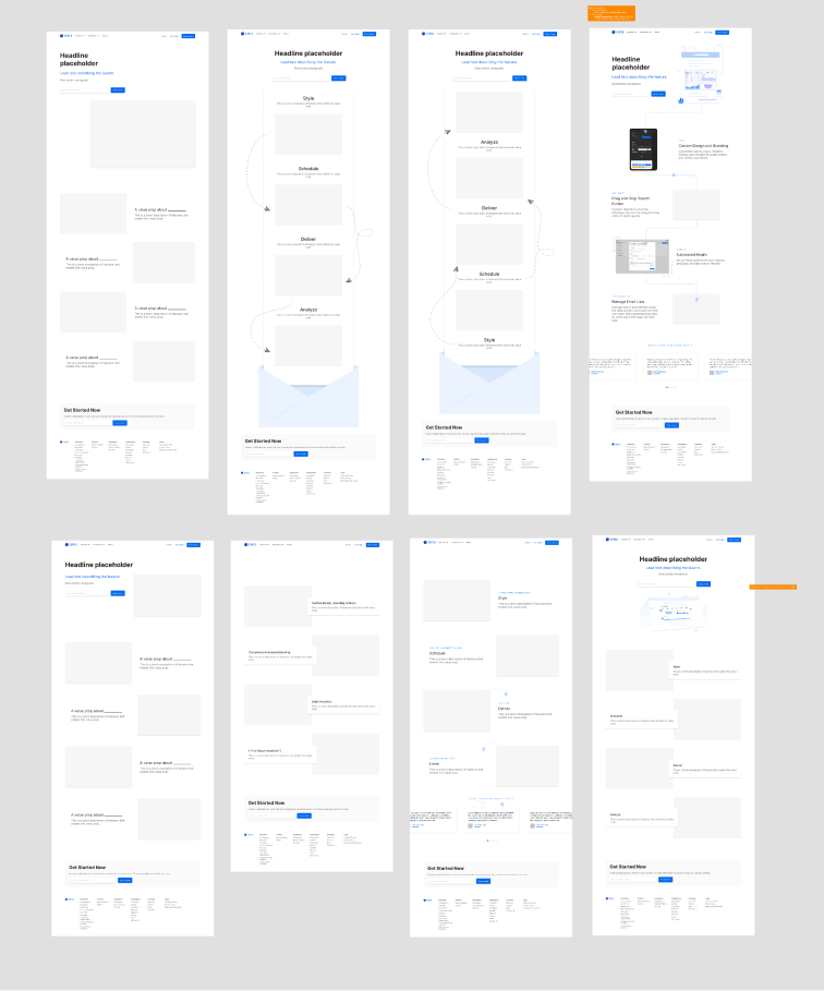 Landing page iterations