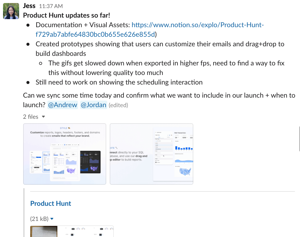 Slack updates